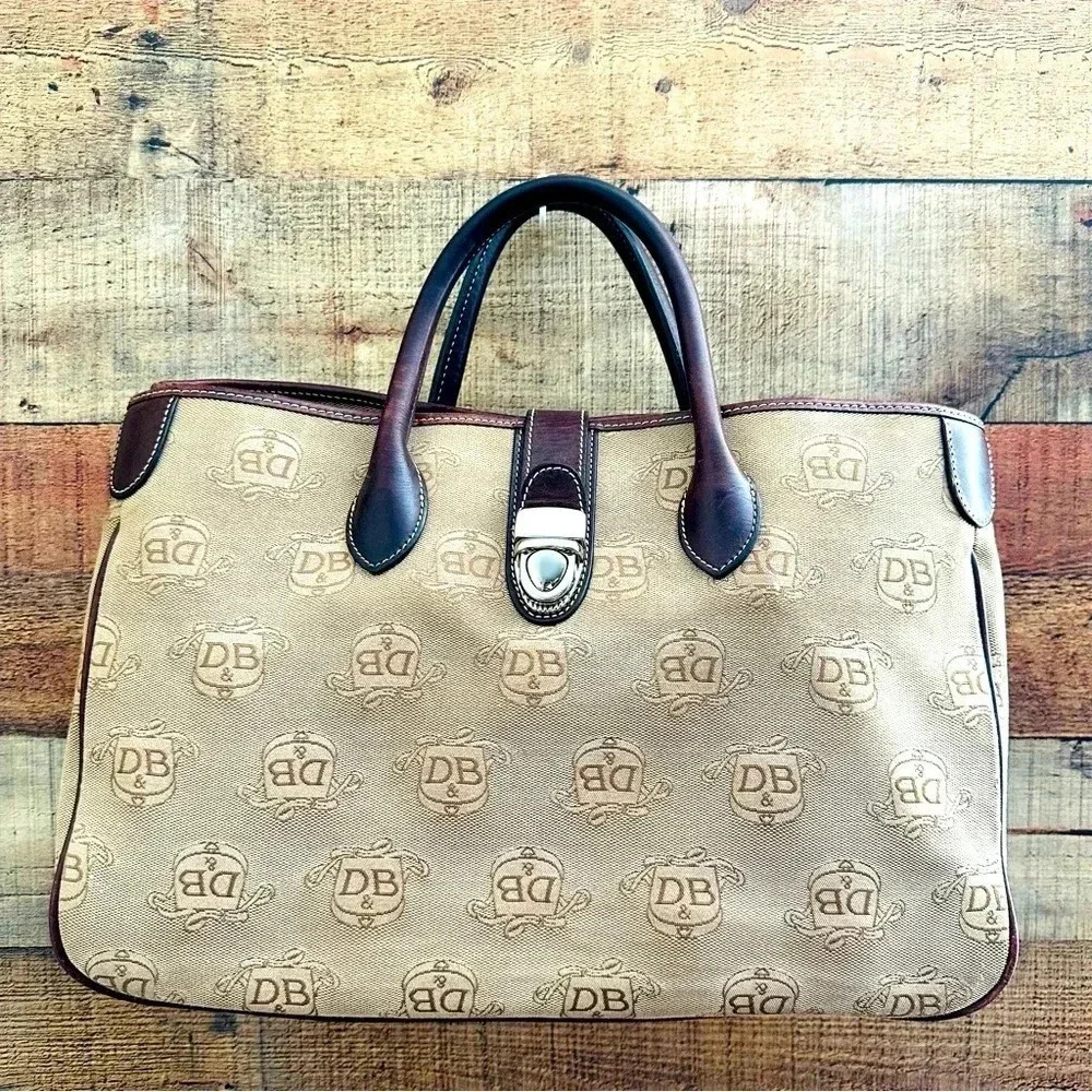 Dooney & Bourke Monogram Canvas/Leather Double Handle Tote/Satchel
